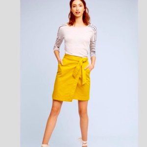 Anthropologie Pilcro and the Letterpress Sunflower Chino Asymmetric Wrap Skirt